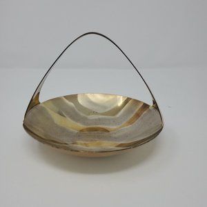 Brass Tone Decorative Basket with Handle